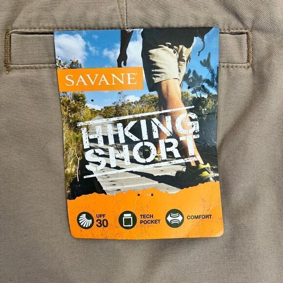 Savane Hiking Shorts Waist Size 44 UPF 30 Tech Pocket in Tan NWT - Picture 9 of 15